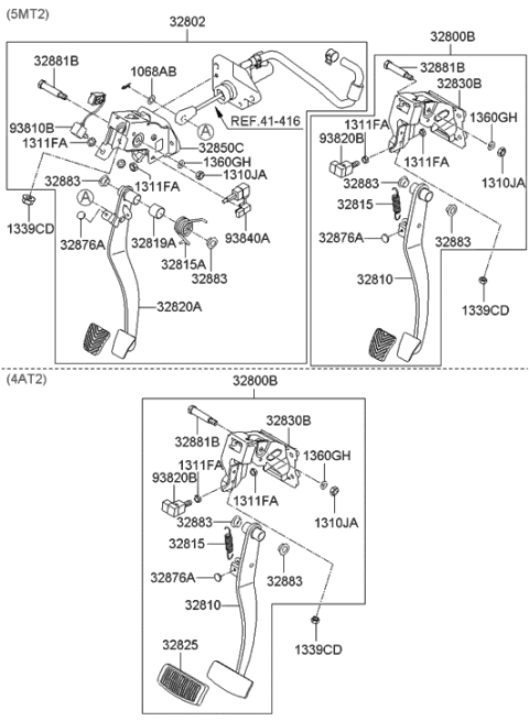 2005 Hyundai Sonata Clutch & Brake Pedal Diagram 1