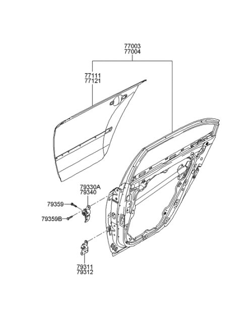 2010 Hyundai Genesis Panel-Rear Door Outer,RH Diagram for 77121-3K010