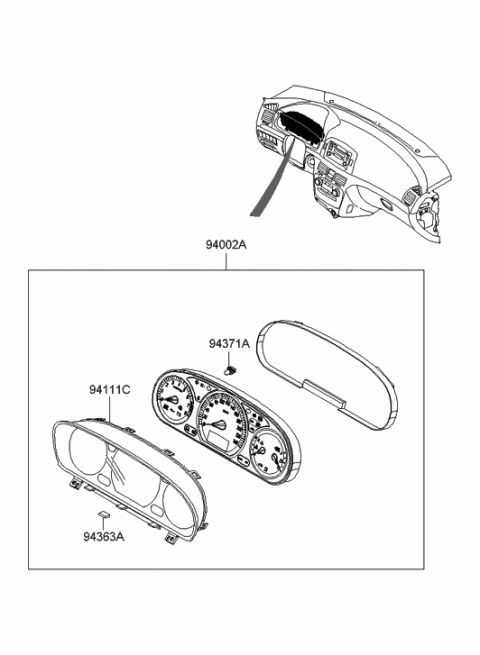 2010 Hyundai Genesis Cluster Assembly-Instrument(Mph) Diagram for 94001-3K140