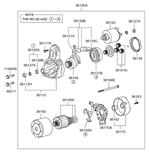 2010 Hyundai Genesis Screw Diagram for 36117-25010
