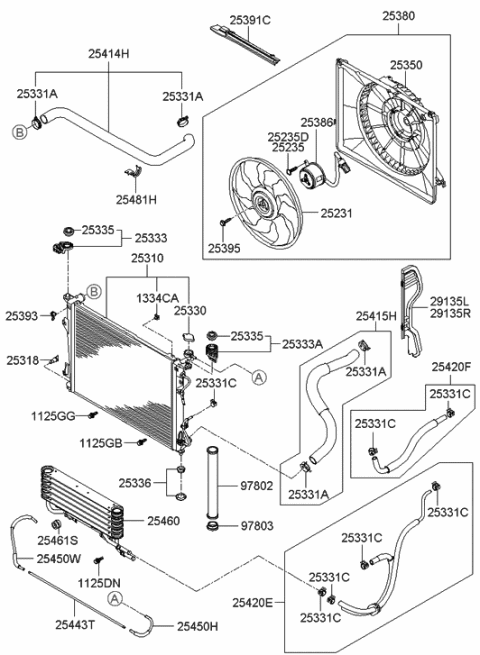2005 Hyundai Sonata Cooler Assembly-Oil Diagram for 25460-3K000
