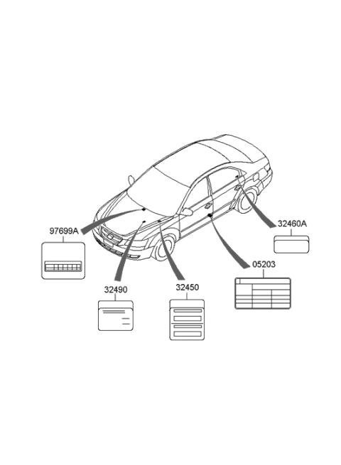 2005 Hyundai Sonata New Body Style (Korean) Label Diagram