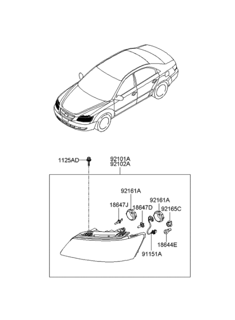 2005 Hyundai Sonata Headlamp Assembly, Right Diagram for 92102-3K050