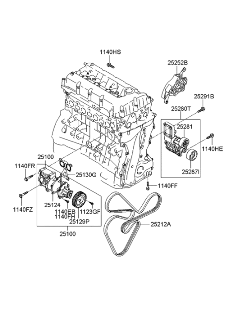 2005 Hyundai Sonata New Body Style (Korean) Coolant Pump Diagram