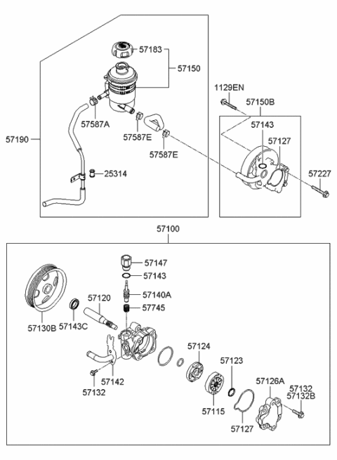 2005 Hyundai Sonata New Body Style (Korean) Power Steering Oil Pump Diagram