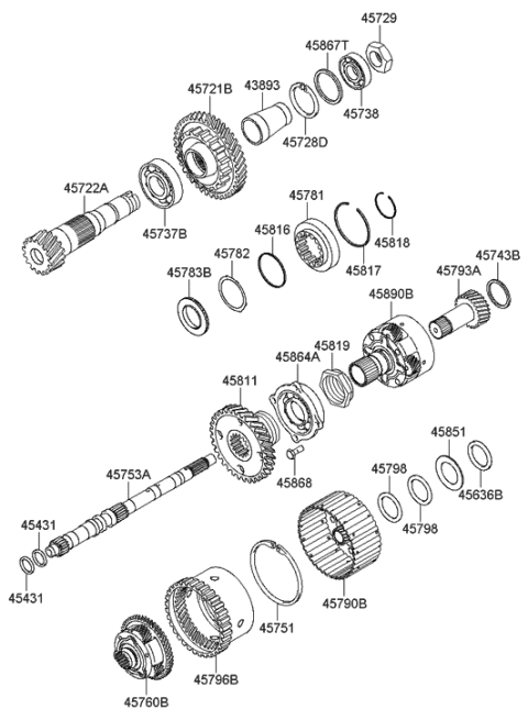2005 Hyundai Sonata New Body Style (Korean) Transaxle Gear - Auto Diagram 1