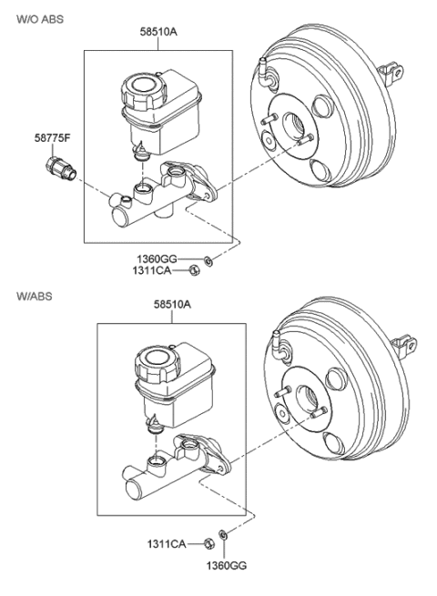 2005 Hyundai Sonata New Body Style (Korean) Brake Master Cylinder Diagram