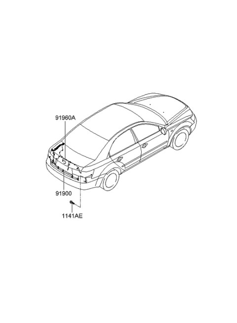 2005 Hyundai Sonata Wiring Assembly-Trunk Lid Diagram for 91670-3K011