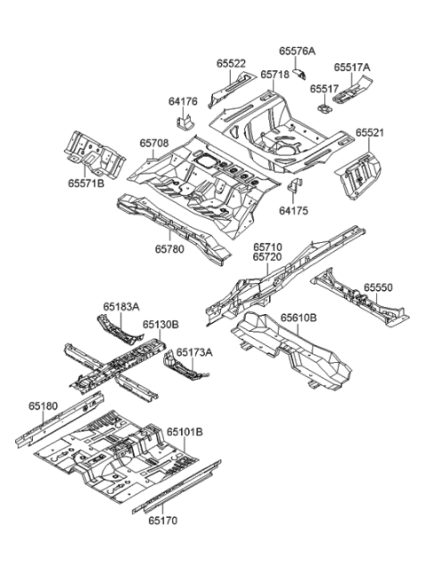 2010 Hyundai Genesis Panel Assembly-Rear Floor,FRT Diagram for 65512-3K200