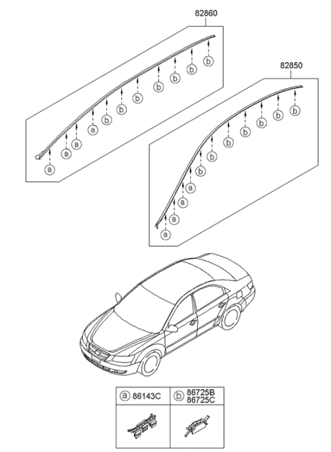 2005 Hyundai Sonata New Body Style (Korean) Roof Garnish & Rear Spoiler Diagram