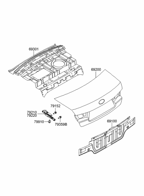 2005 Hyundai Sonata Panel Assembly-Rear Package Tray Diagram for 69300-3K300