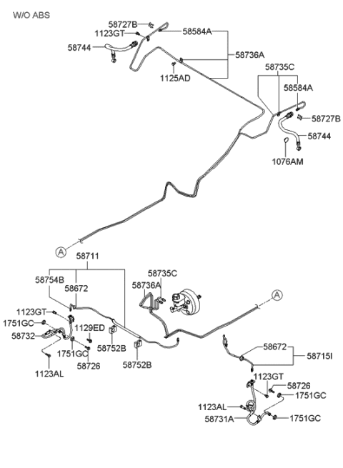 2005 Hyundai Sonata New Body Style (Korean) Brake Fluid Line Diagram 1