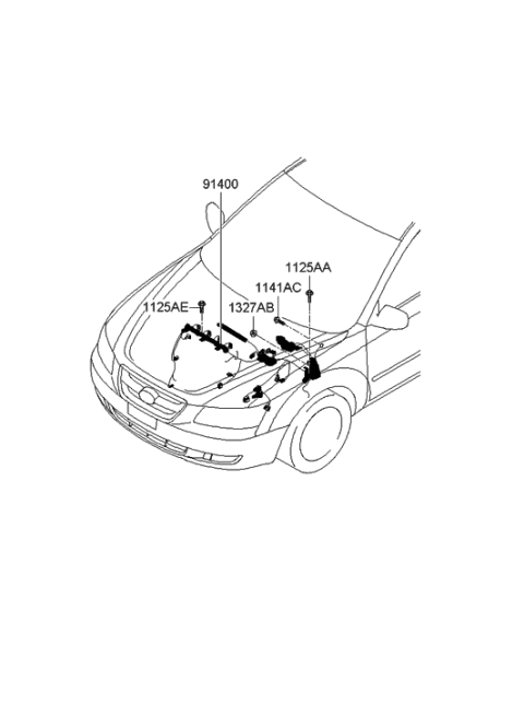 2005 Hyundai Sonata Wiring Assembly-Engine Control Module Diagram for 91400-3K092