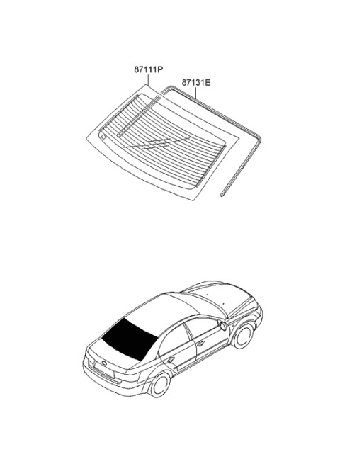2005 Hyundai Sonata New Body Style (Korean) Rear Window Glass & Moulding Diagram