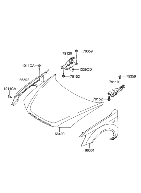 2005 Hyundai Sonata Fender & Hood Panel Diagram