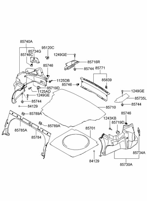 2005 Hyundai Sonata Trim Assembly-Luggage Side RH Diagram for 85740-3K000-LK