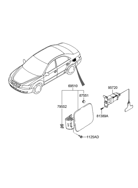2005 Hyundai Sonata New Body Style (Korean) Fuel Filler Door Diagram