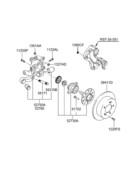 2005 Hyundai Sonata New Body Style (Korean) Rear Wheel Hub Diagram