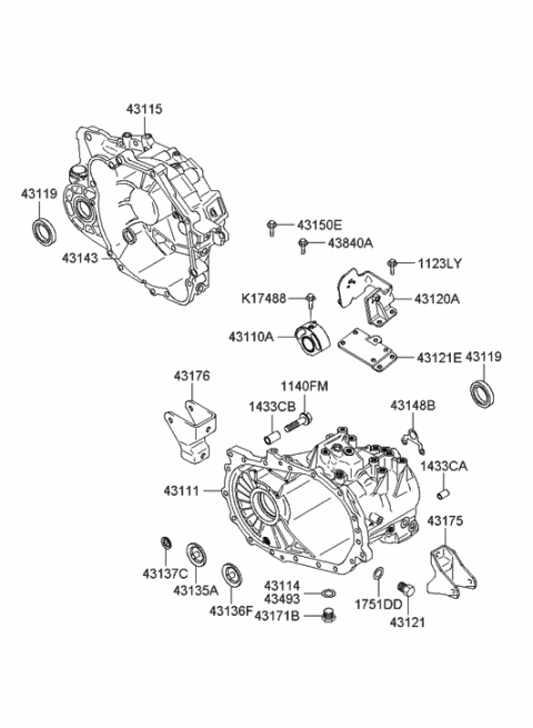 2005 Hyundai Sonata New Body Style (Korean) Transaxle Case (MTA) Diagram