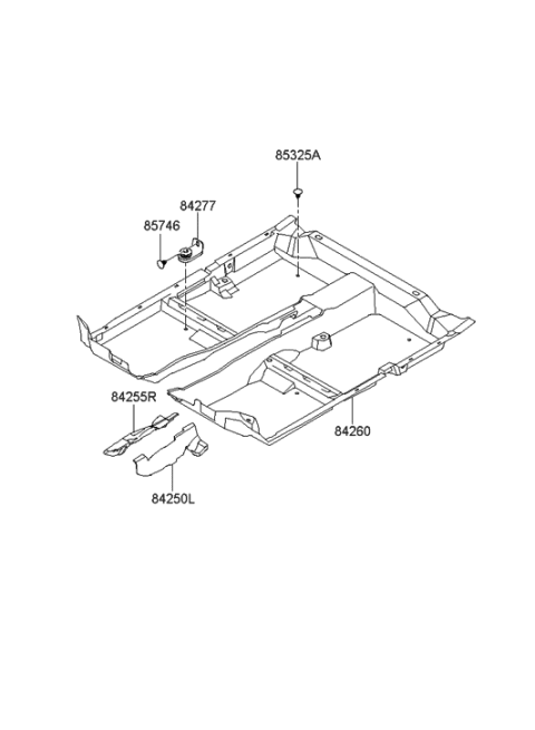 2010 Hyundai Genesis Pad-Front Center Tunnel,RH Diagram for 84255-3K000
