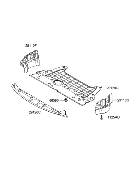 2005 Hyundai Sonata Cover-Front,Under Diagram for 29120-3K105