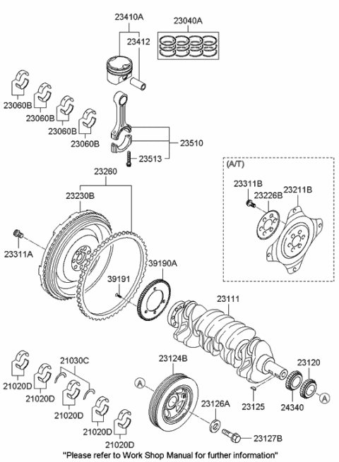 2005 Hyundai Sonata Crankshaft & Piston Diagram