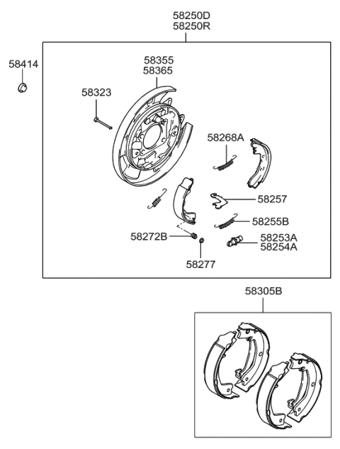 2005 Hyundai Sonata New Body Style (Korean) Rear Wheel Brake Diagram 2