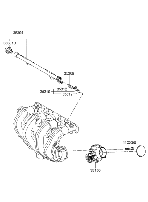 2005 Hyundai Sonata New Body Style (Korean) Throttle Body & Injector Diagram