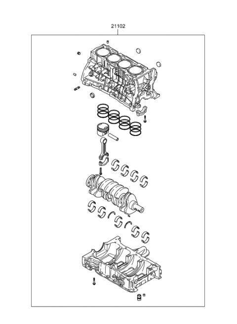 2005 Hyundai Sonata New Body Style (Korean) Short Engine Assy Diagram