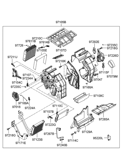 2010 Hyundai Genesis Heater & Evaporator Assembly Diagram for 97100-3K200