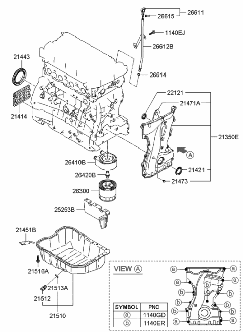 2005 Hyundai Sonata New Body Style (Korean) Belt Cover & Oil Pan Diagram