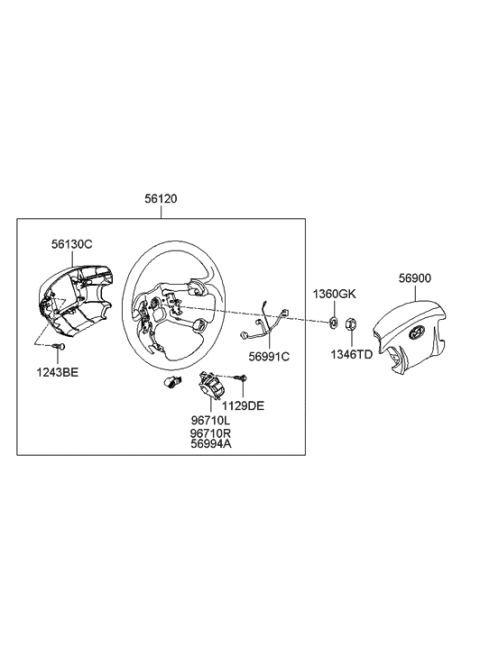 2005 Hyundai Sonata Steering Wheel Lower Cover Assembly Diagram for 56120-3K100-FZ