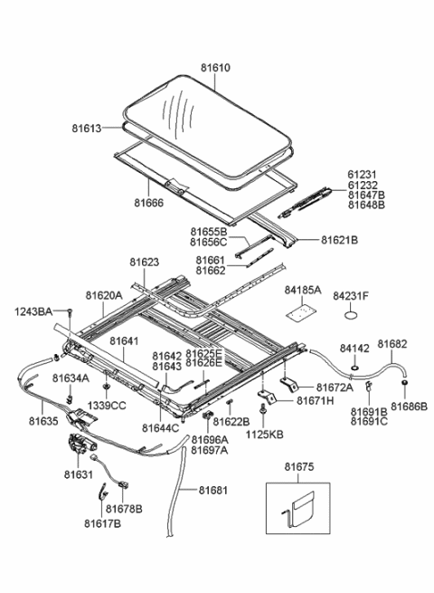 2005 Hyundai Sonata Drip Link-Sunroof,RH Diagram for 81656-3K000