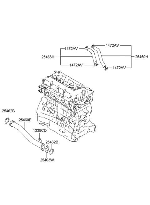 2005 Hyundai Sonata New Body Style (Korean) Coolant Hose & Pipe Diagram