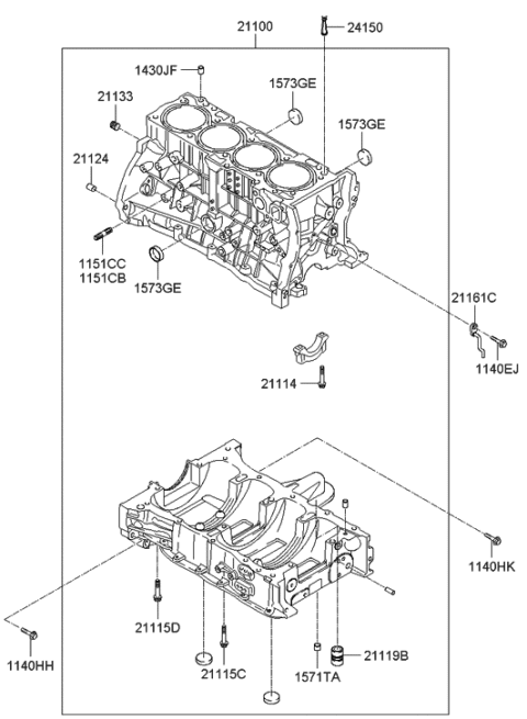 2005 Hyundai Sonata New Body Style (Korean) Cylinder Block Diagram