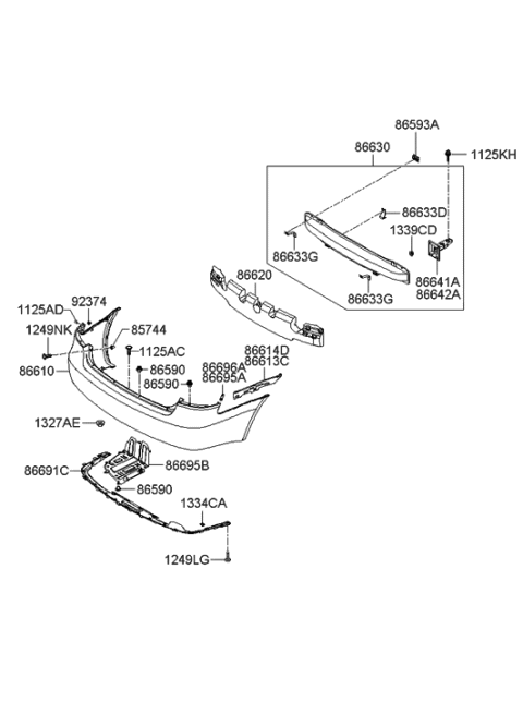 2005 Hyundai Sonata New Body Style (Korean) Rear Bumper Diagram
