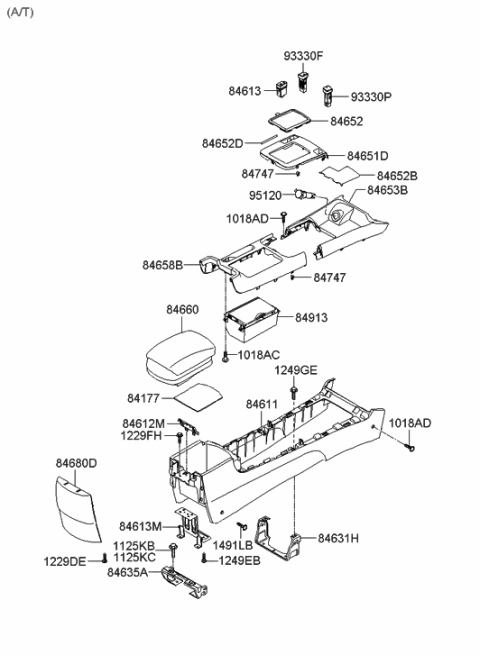 2005 Hyundai Sonata New Body Style (Korean) Floor Console Diagram 2