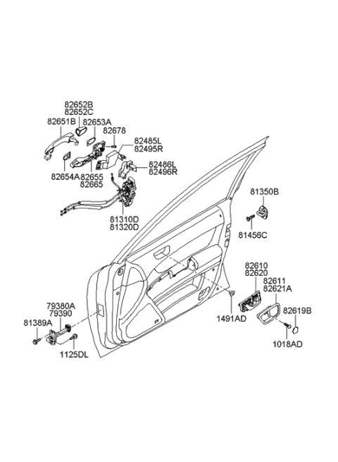 2005 Hyundai Sonata Base Assembly-Front Door Outside Handle LH Diagram for 82655-3K000