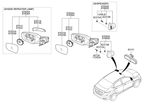 2016 Hyundai Accent Mirror Assembly-Outside Rear View,LH Diagram for 87610-1R900