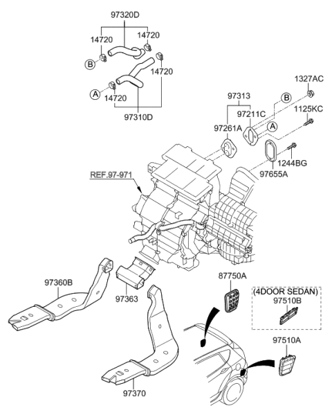 2015 Hyundai Accent Heater System-Duct & Hose Diagram