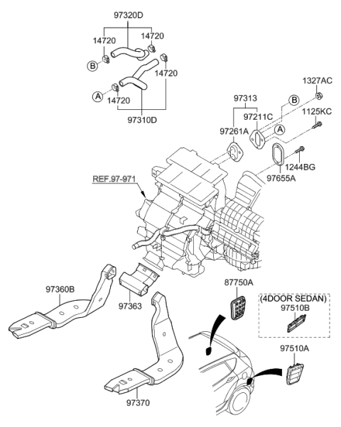 2017 Hyundai Accent Heater System-Duct & Hose Diagram