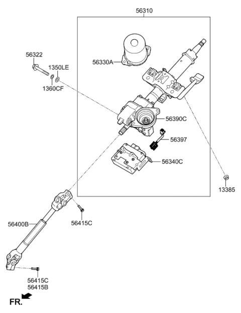 2015 Hyundai Accent Steering Column & Shaft Diagram