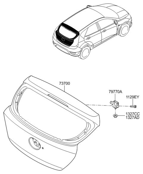 1988 Hyundai Sonata Panel Assembly-Tail Gate Diagram for 73700-1R250
