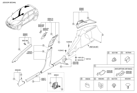 2017 Hyundai Accent Interior Side Trim Diagram 1