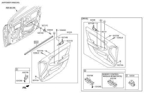 2016 Hyundai Accent Power Window Main Switch Assembly Diagram for 93570-1R101