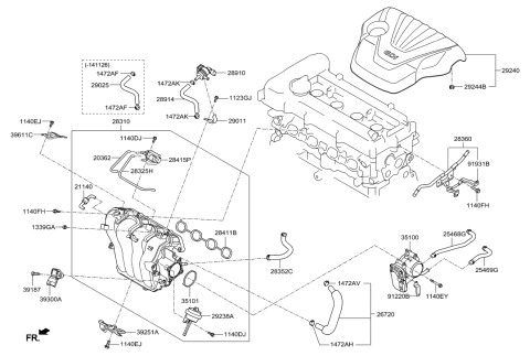 2015 Hyundai Accent Hose-Vacuum Diagram for 28328-2B600