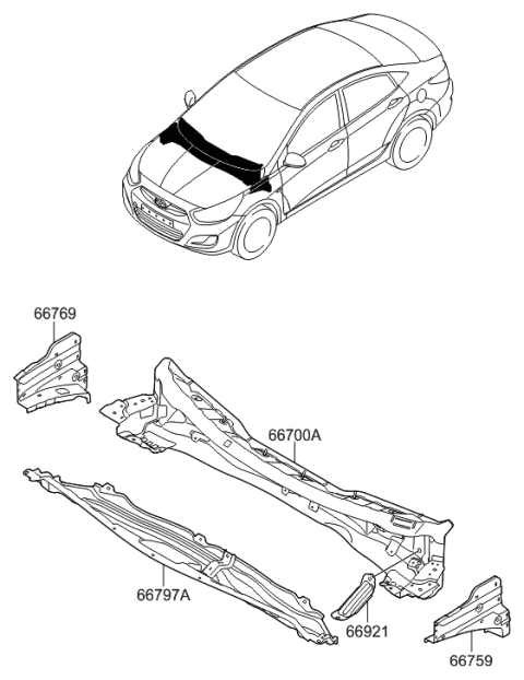 2015 Hyundai Accent Cowl Panel Diagram