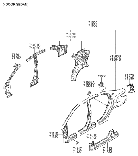 2015 Hyundai Accent Side Body Panel Diagram 1