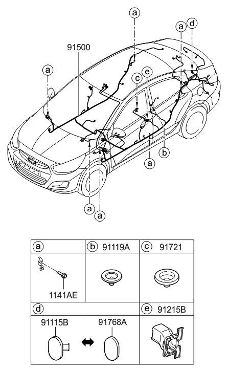 2016 Hyundai Accent Grommet Diagram for 91980-3F000