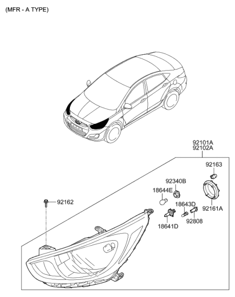 2016 Hyundai Accent Head Lamp Diagram 1